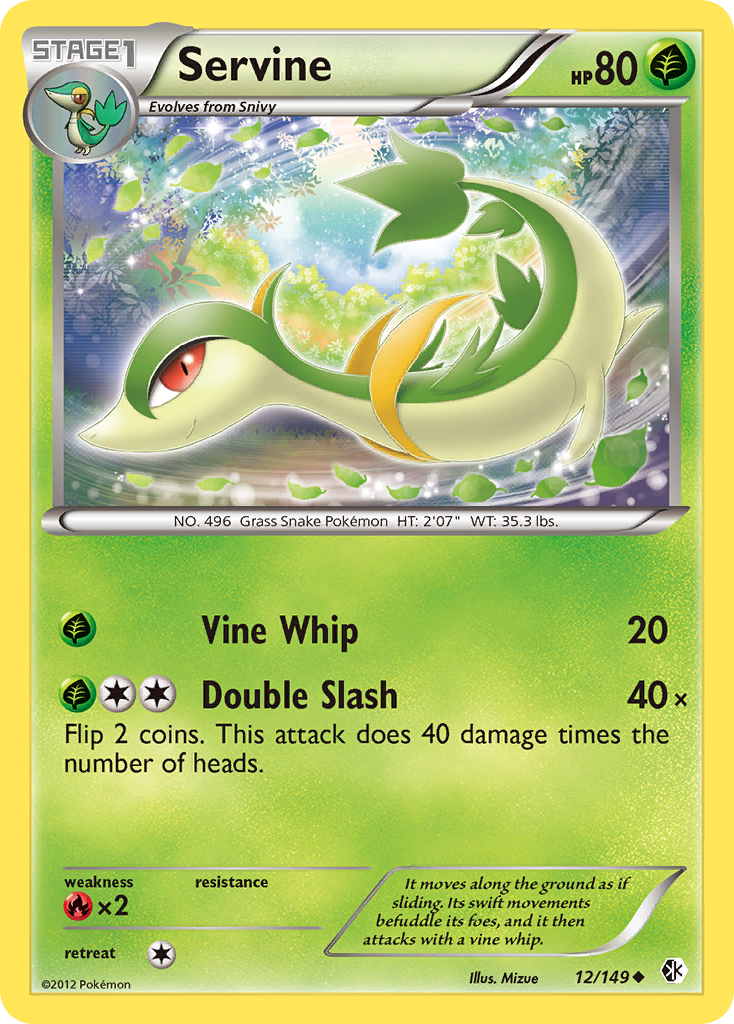 Servine (12/149) - Boundaries Crossed Pokémon Card