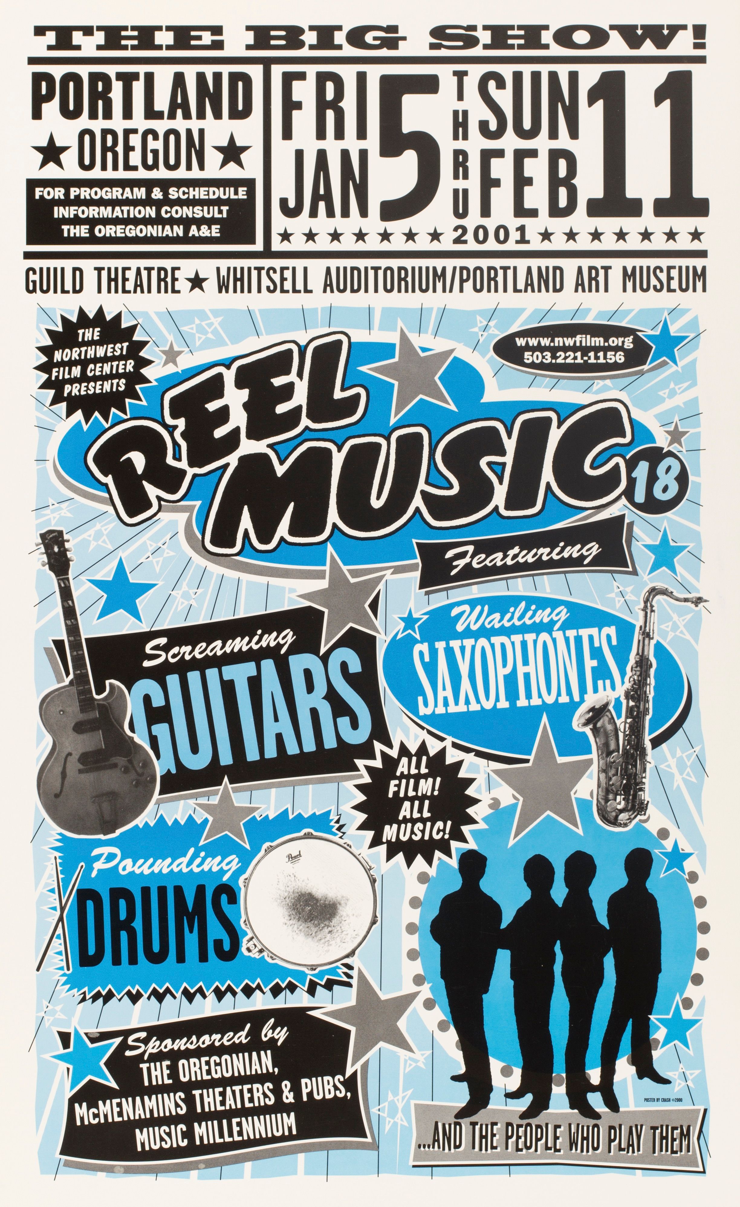 MXP-254.2 Reel Music Festival - Event 1987 Whitsell Aditorium, Guild Theatre  Sep 6 Concert Poster
