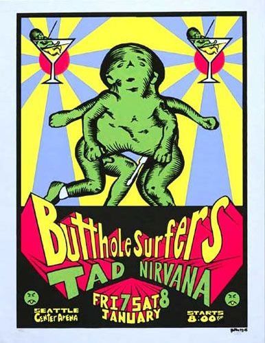 Butthole Surfers & Nirvana Seattle Center Arena 1994 Concert Poster