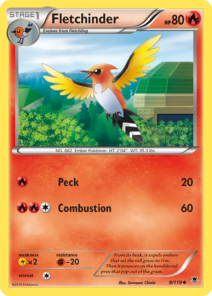 Fletchinder (9/119) - Phantom Forces Pokémon Card