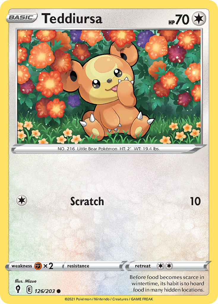 Teddiursa (126/203) - Evolving Skies Pokémon Card