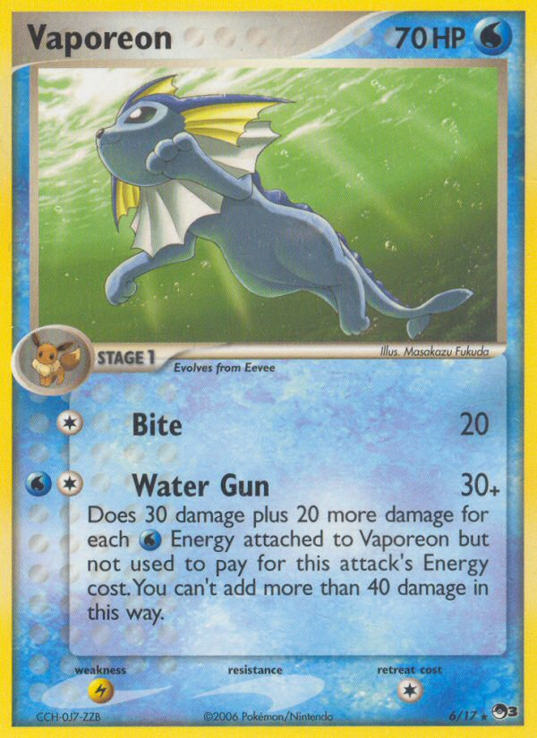 Vaporeon (6/17) - POP Series 3 Pokémon Card