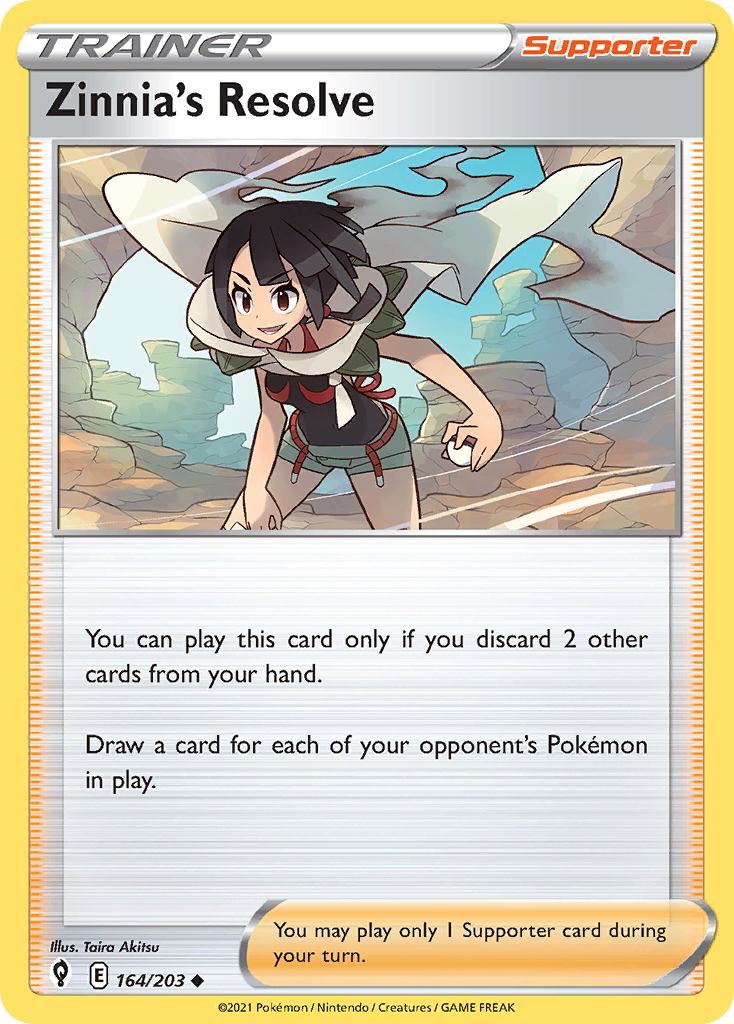 Zinnia's Resolve (Trainer: Supporter) (164/203) - Evolving Skies Pokémon Card