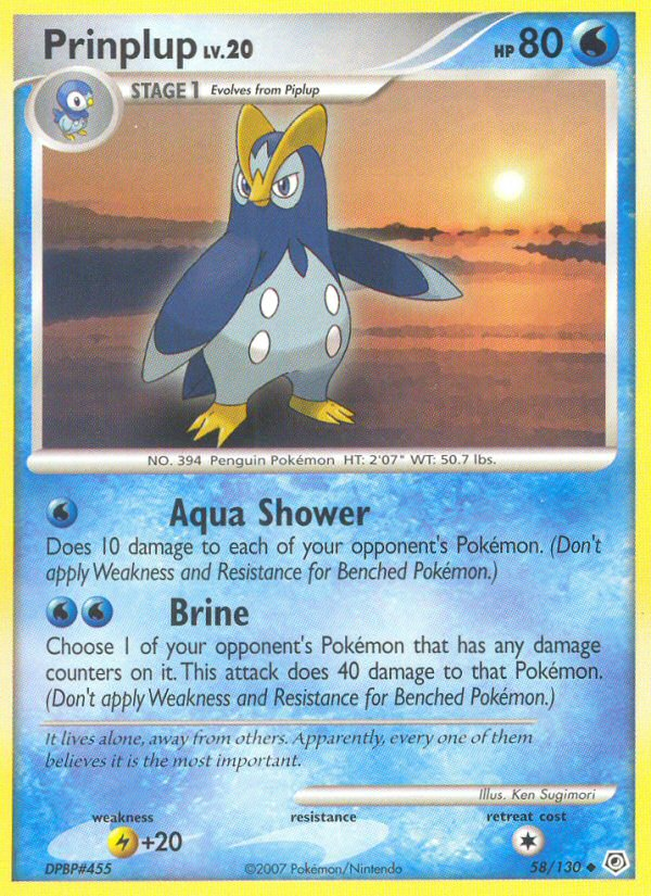 Prinplup (58/130) - Diamond & Pearl Pokémon Card