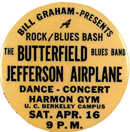 AOR-2.54 Butterfield Blues Band Harmon Gym Button 1966 Concert Poster