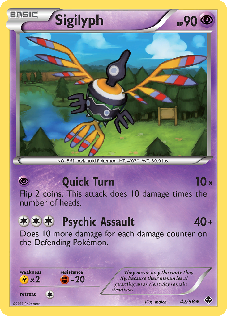 Sigilyph (42/98) - Emerging Powers Pokémon Card