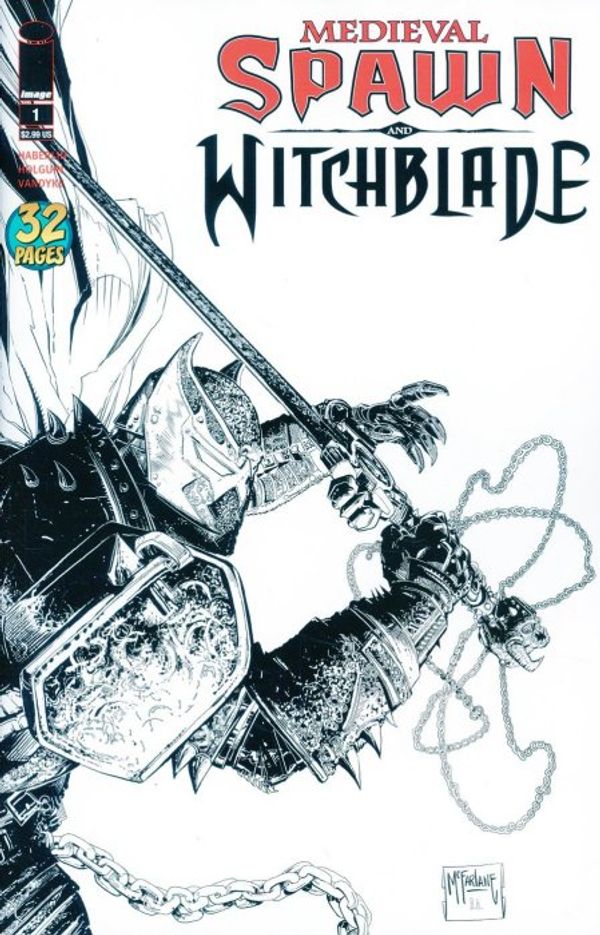 Medieval Spawn / Witchblade #1 (Black and White Sketch Cover)