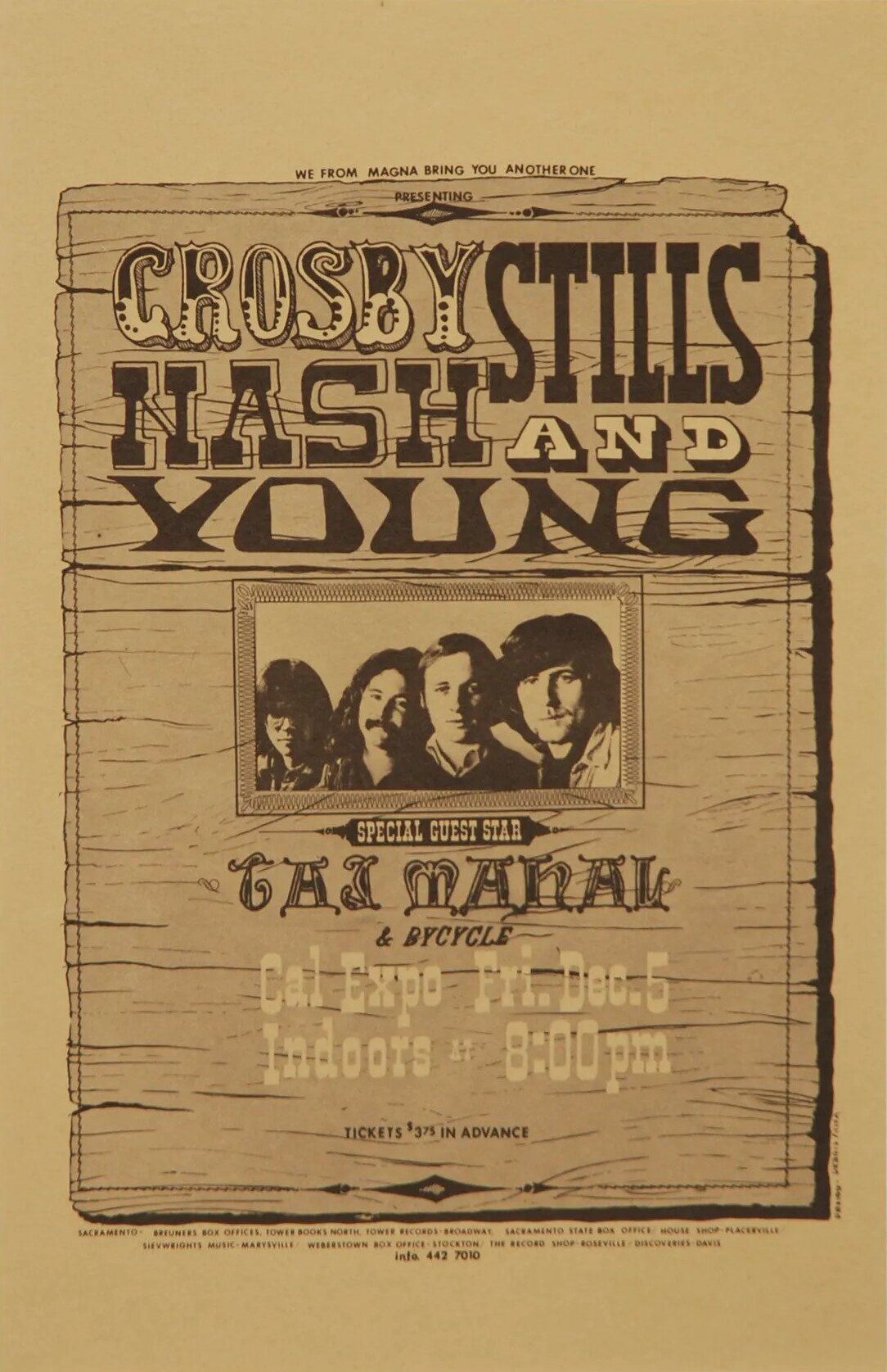 Crosby Stills Nash and Young Cal Expo 1970 Concert Poster