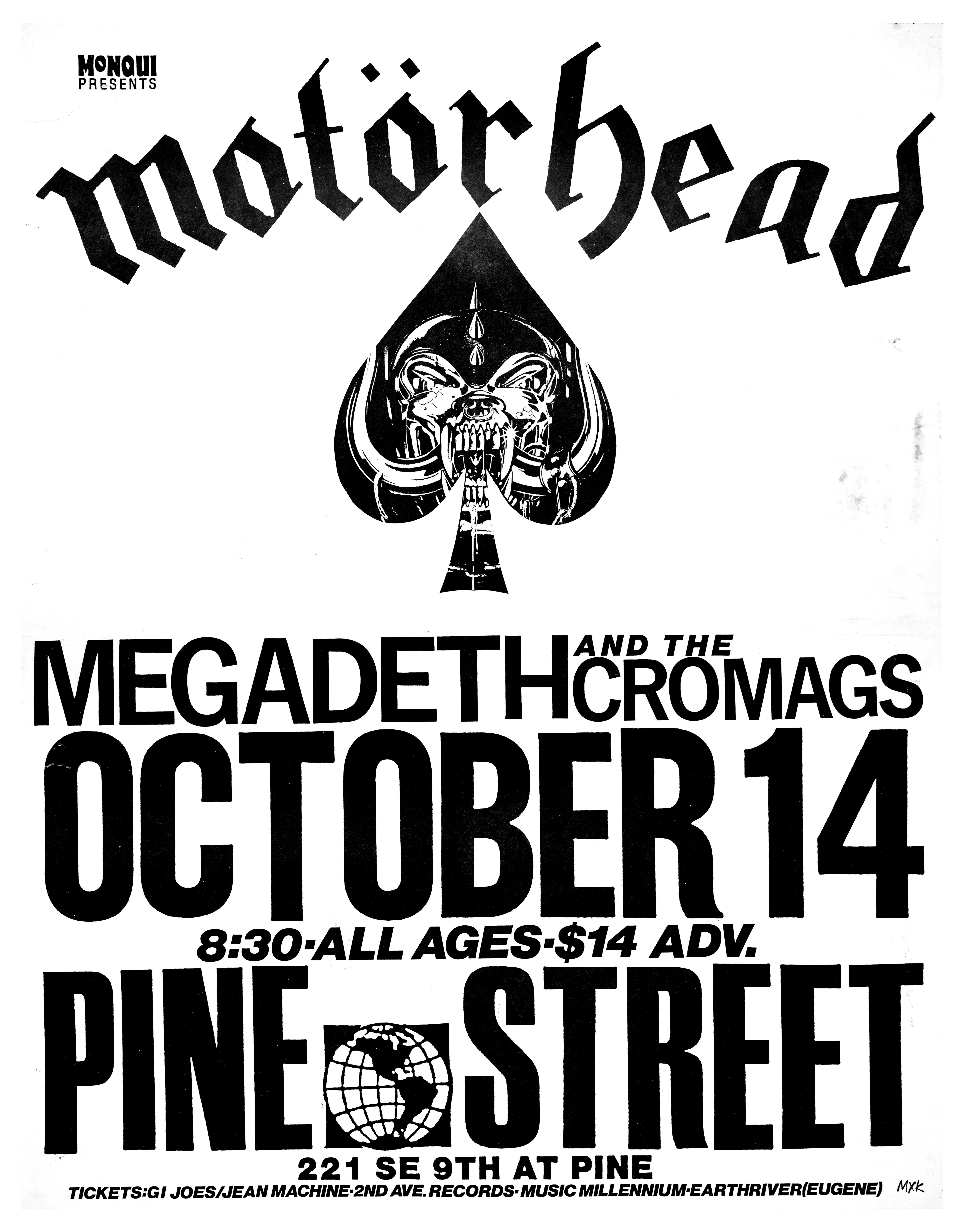 MXP-172.2 Motorhead 1986 Pine Street Theatre  Oct 14 Concert Poster