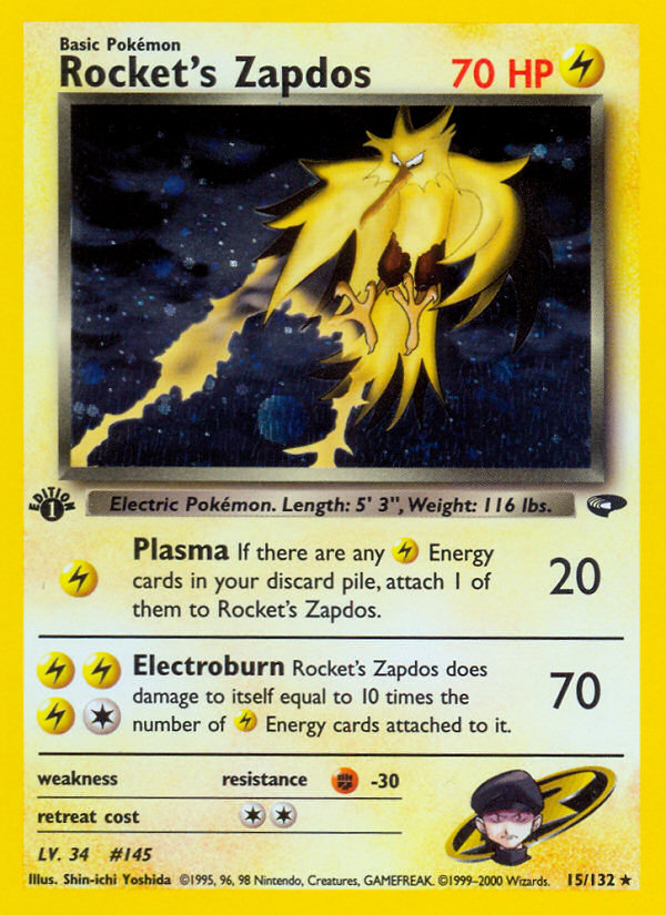 Rocket's Zapdos (15/132) - Gym Challenge (1st Edition) Pokémon Card