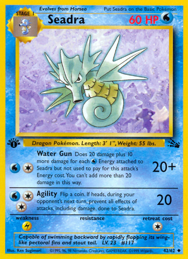 Seadra (42/62) - Fossil (1st Edition) Pokémon Card