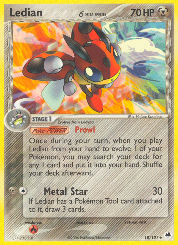 Ledian δ (18/101) - Dragon Frontiers Pokémon Card