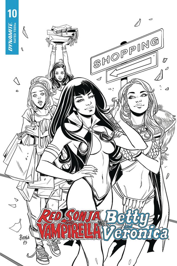 Red Sonja Vampirella Betty Veronica #10 (20 Copy Braga B&w Cover)