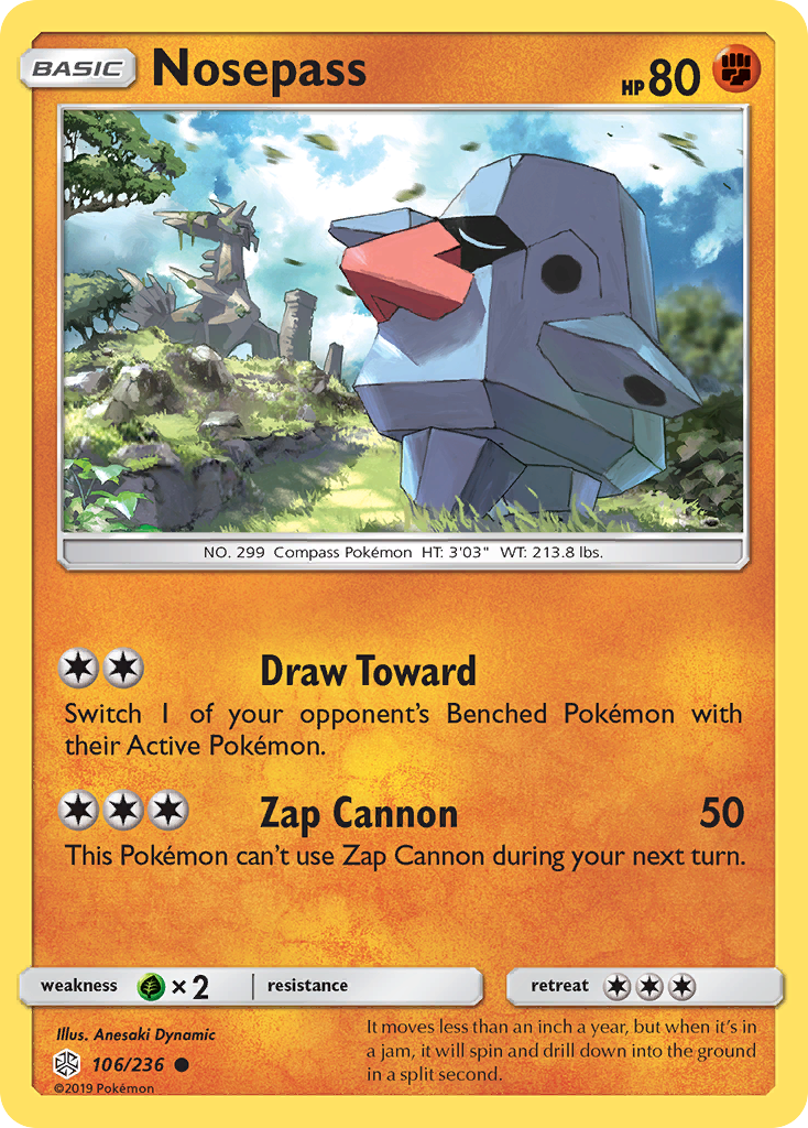 Nosepass (106/236) - Cosmic Eclipse Pokémon Card