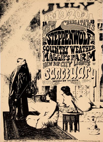 Steppenwolf & New Charlatans Santuary 1968 Concert Poster