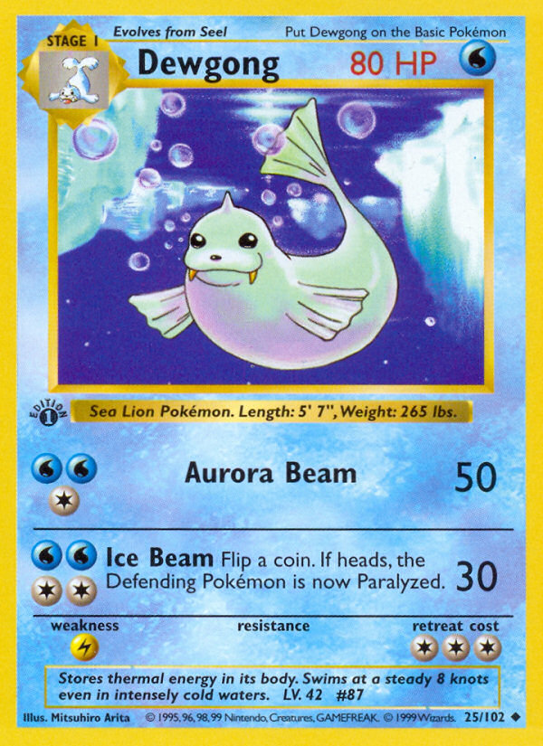 Dewgong (25/102) - Base (1st Edition) Pokémon Card