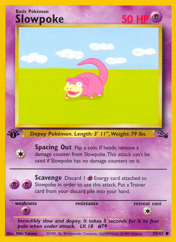 Slowpoke (55/62) - Fossil (1st Edition) Pokémon Card