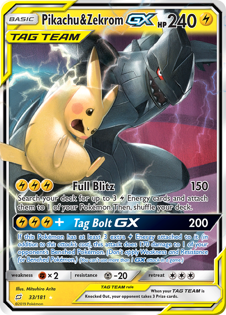 Pikachu & Zekrom GX (33/181) - Team Up Pokémon Card