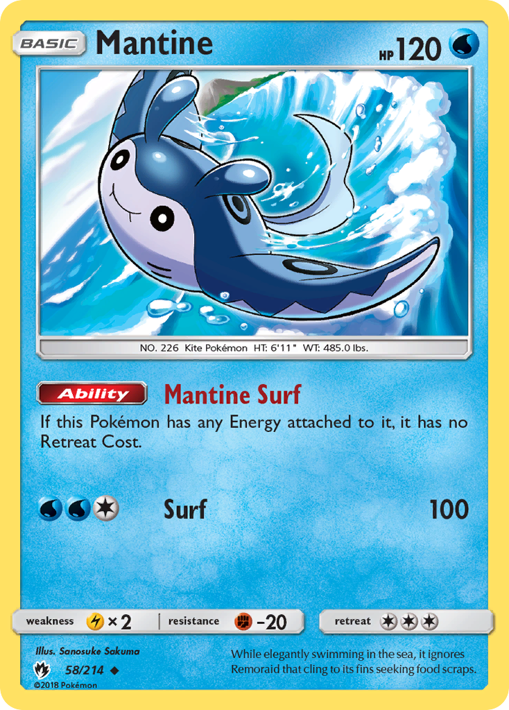 Mantine (58/214) - Lost Thunder Pokémon Card