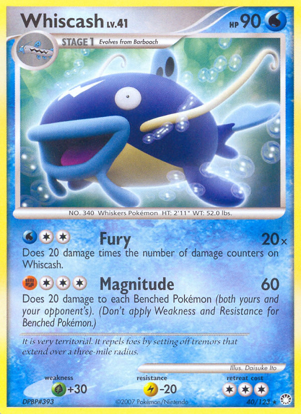 Whiscash (40/123) - Mysterious Treasures Pokémon Card