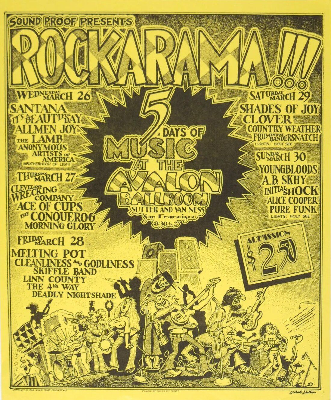 1969-Avalon Ballroom-Rockarama-Santana Concert Poster