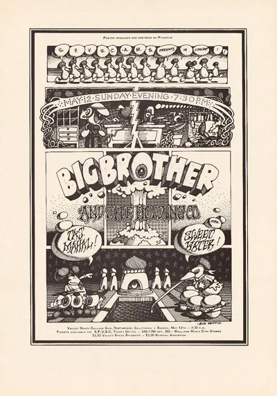 Big Brother & The Holding Co Valley State College Gym 1968 Concert Poster