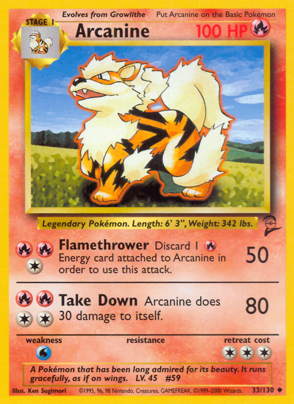 Arcanine (33/130) - Base Set 2 Pokémon Card