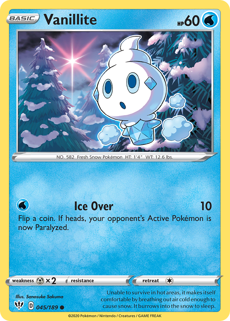 Vanillite (45/189) - Darkness Ablaze Pokémon Card