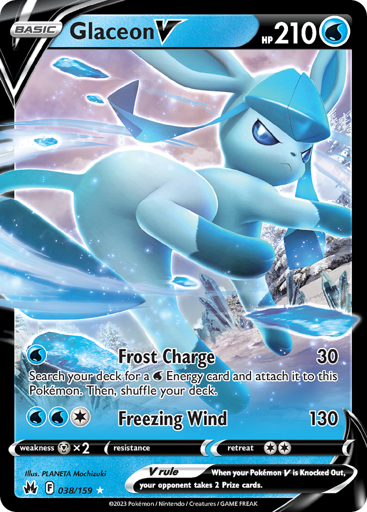 Glaceon V (38/159) - Crown Zenith Pokémon Card