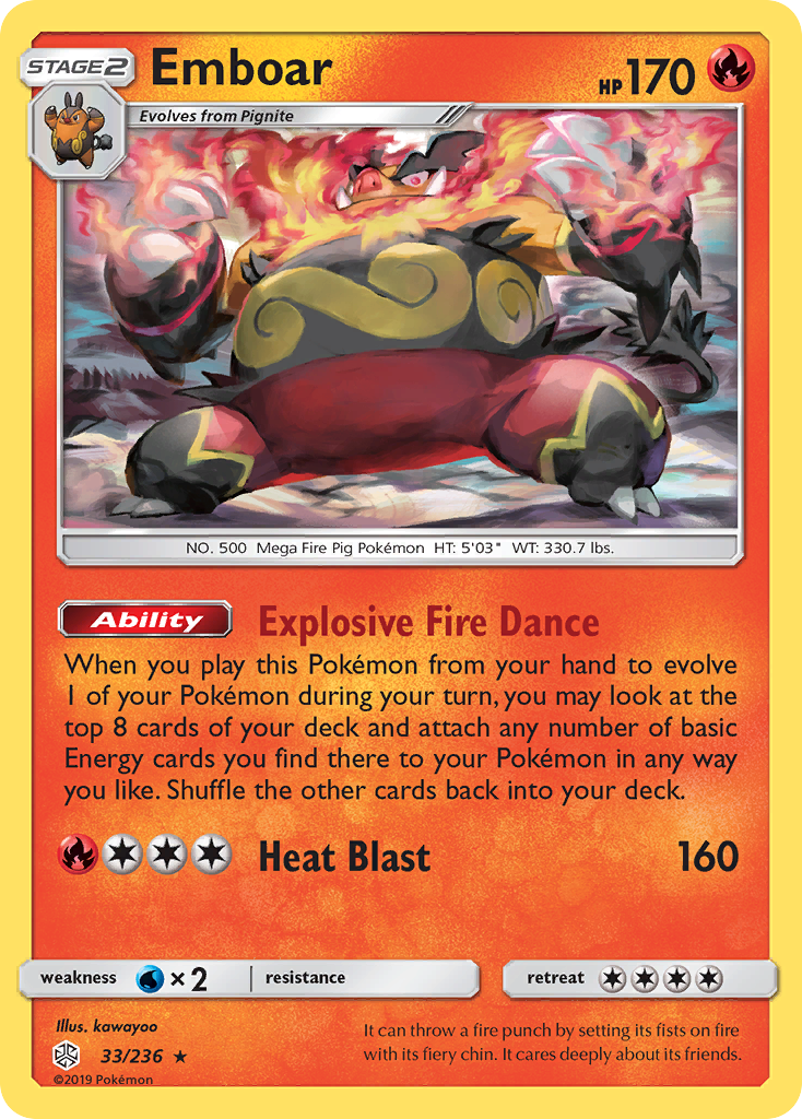 Emboar (33/236) - Cosmic Eclipse Pokémon Card