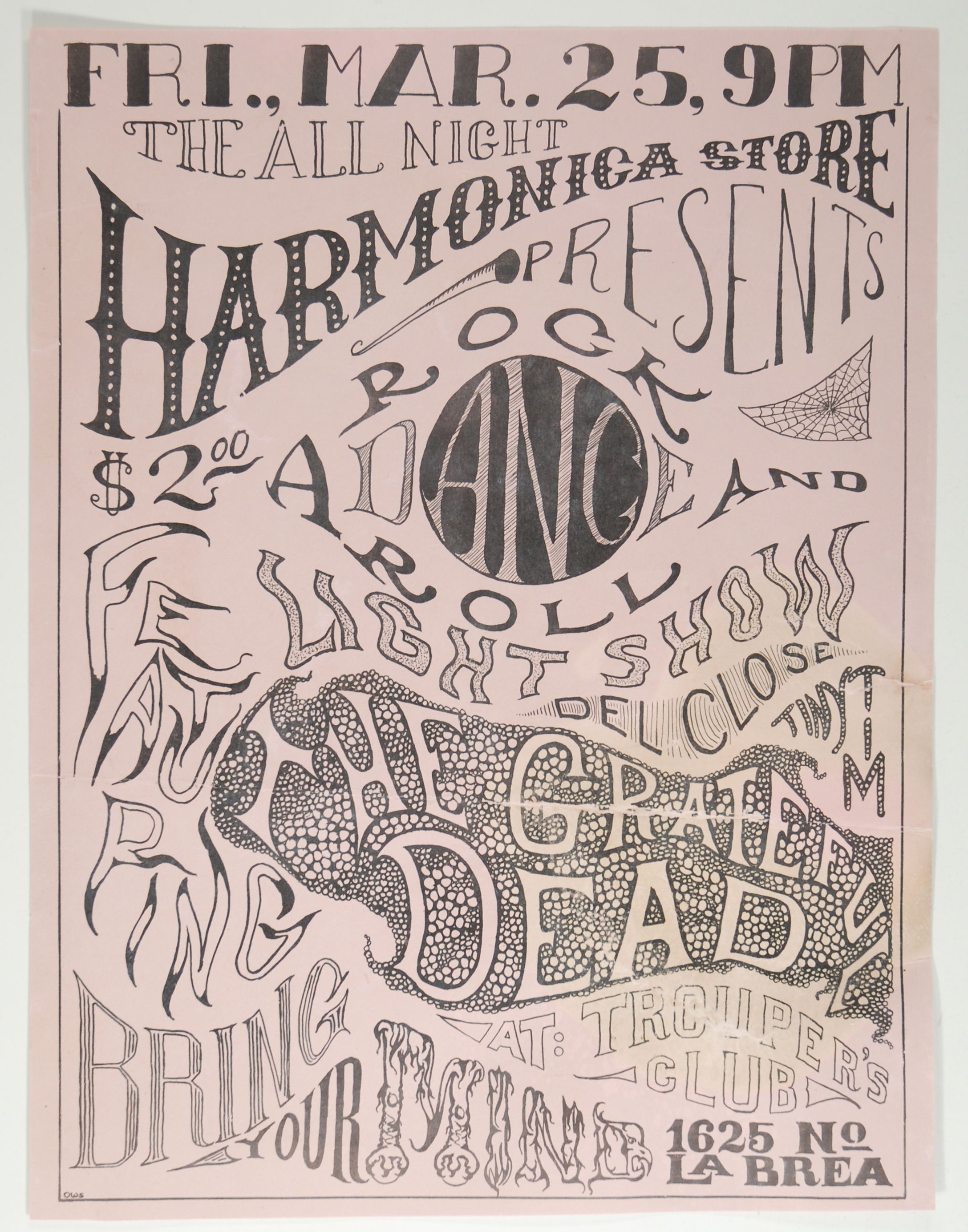 Grateful Dead Troupers Club 1966 Concert Poster