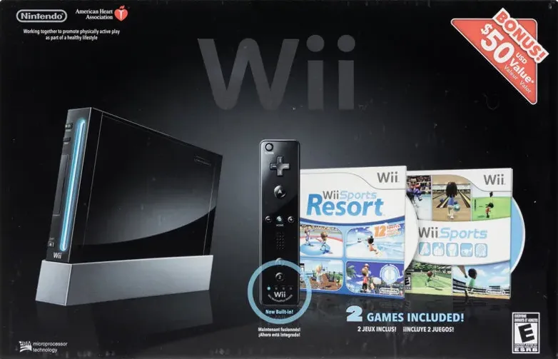 Wii Console [Black w/ Wii Sports & Wii Sports Resort] Video Game