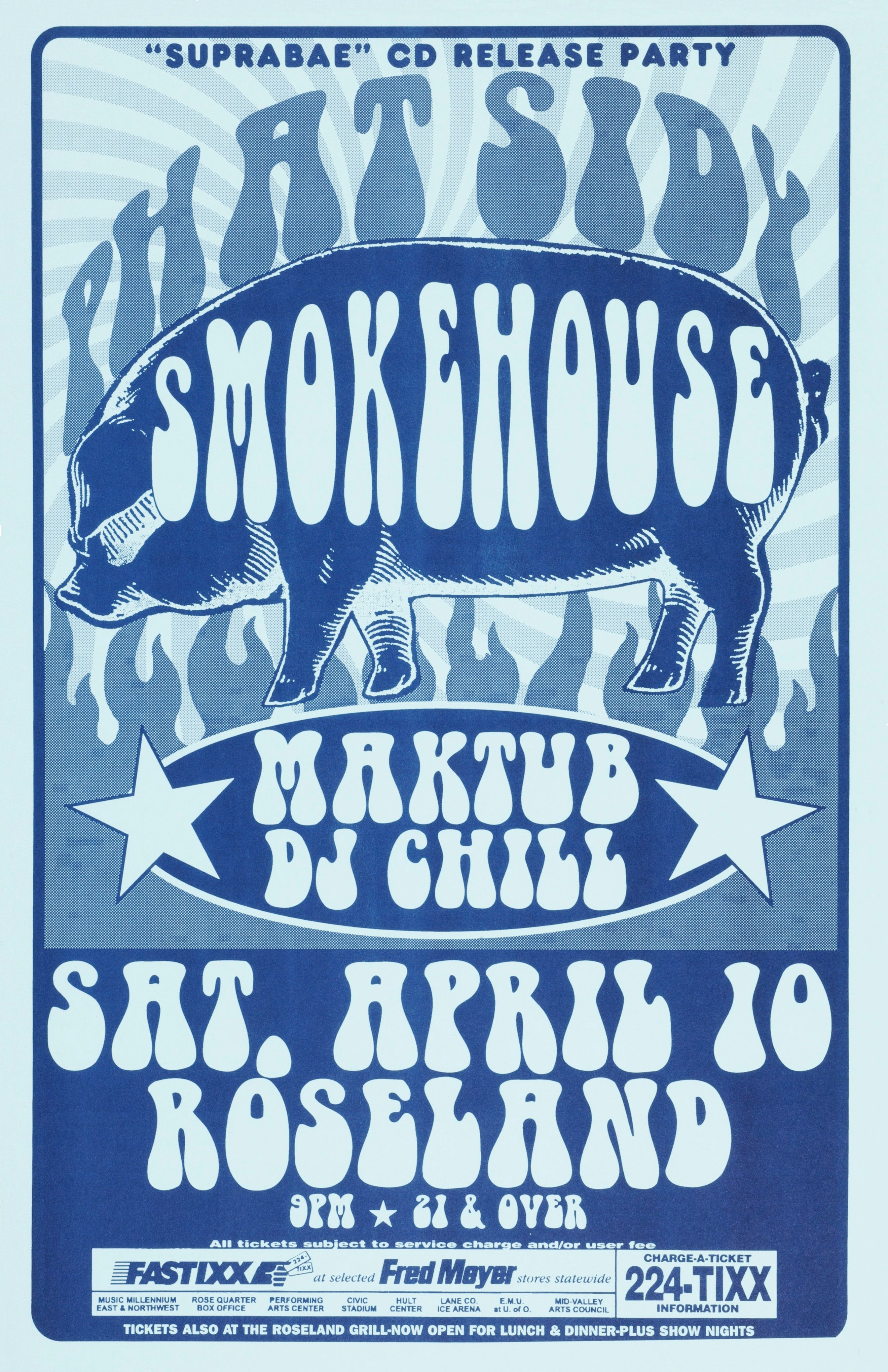 MXP-219.2 Phat Sidy Smokehouse 1999 Roseland Theater  Apr 10 Concert Poster