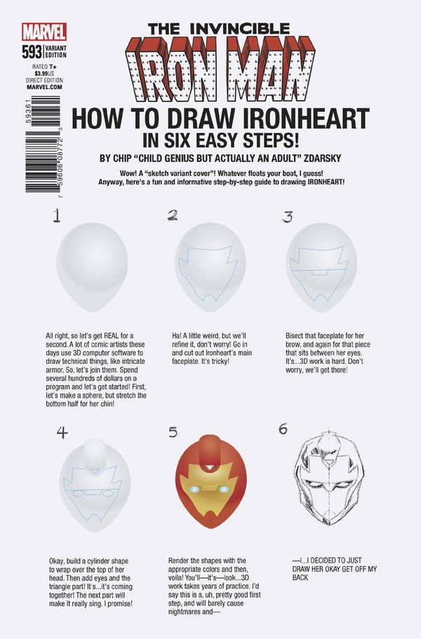 Invincible Iron Man #593 (Zdarsky How To Draw Variant Leg)