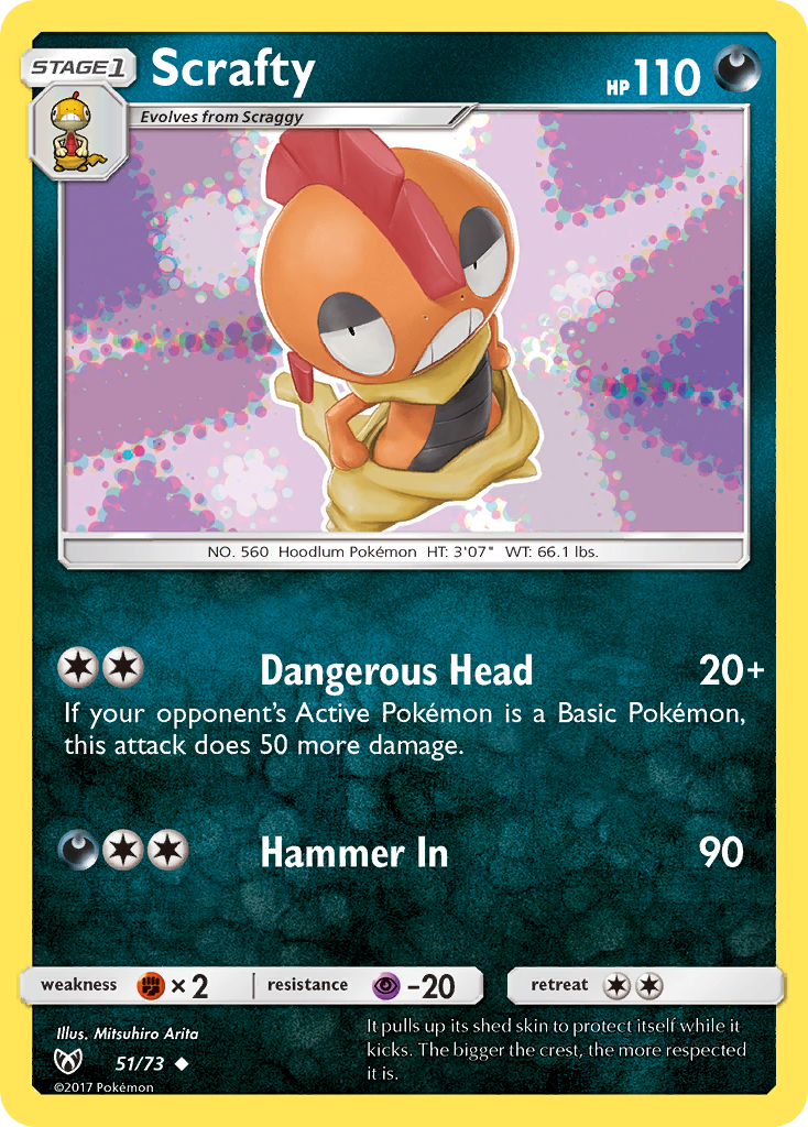 Scrafty (51/73) - Shining Legends Pokémon Card