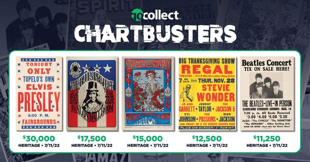July Concert Poster Chartbusters: Elvis, Beatles, and More