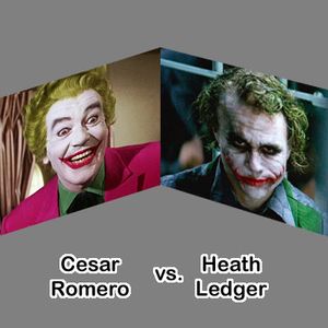 Joker as portrayed by Cesar Romero vs. Heath Ledgers Joker
