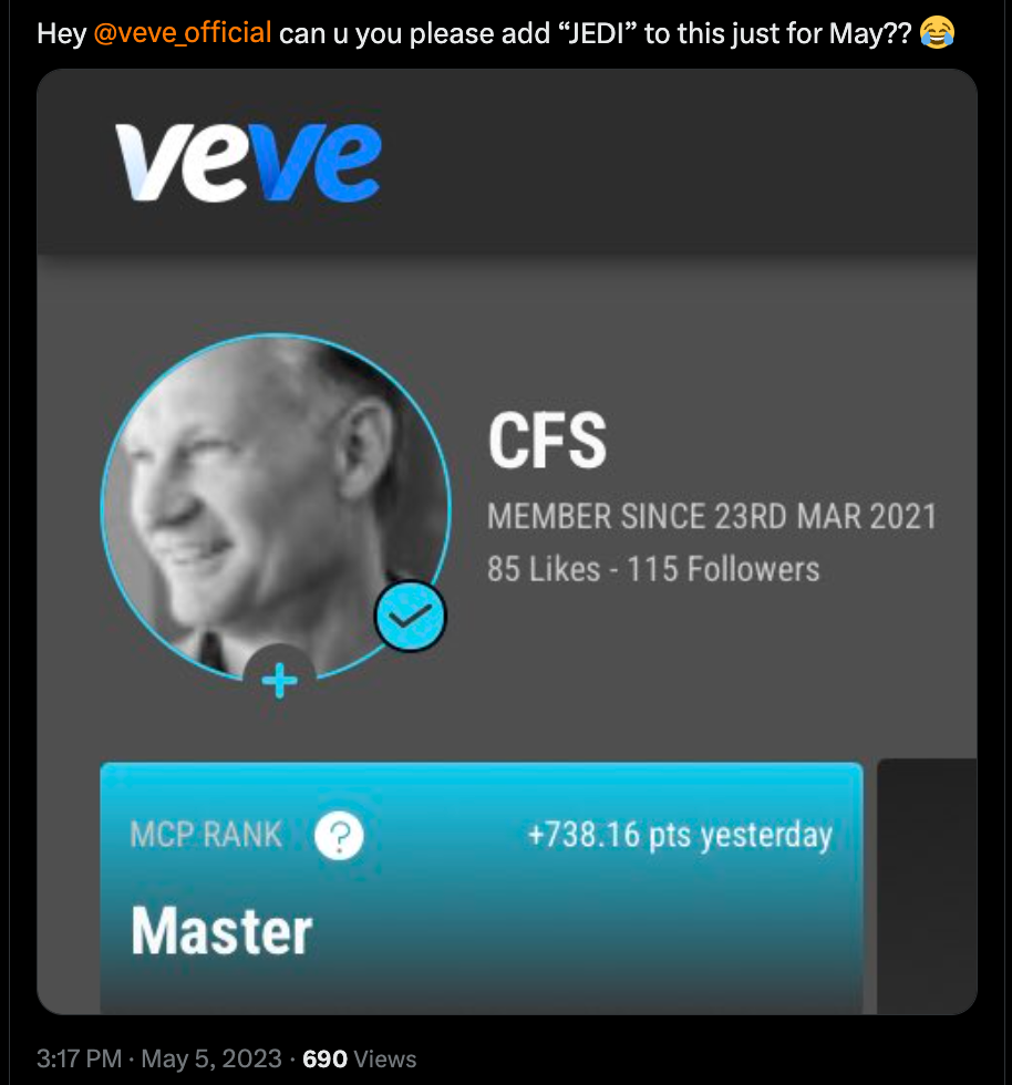 VeVe Profile MCP Rank