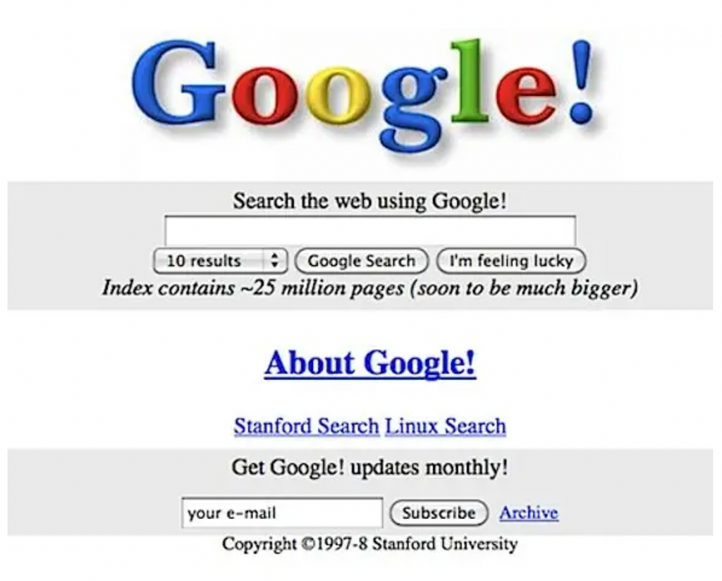 Google's 1st HomePage