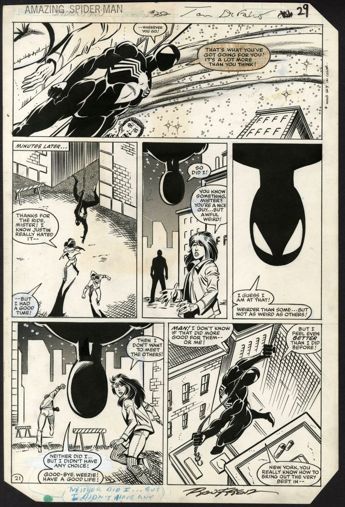 Spider-Man in black costume by Ron Frenz and Brett Breeding