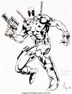 Deadpool 1 cover art line drawing